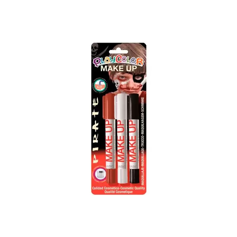 (01042) PLAYCOLOR PACK 3 BARRAS DE MAQUILLAJE MAKE UP THEMATICS PIRATE C/SURTIDOS