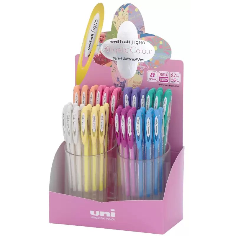 (789032000) UNIBALL ROLLERBALL SIGNO ANGELIC COLOUR UM-120AC/4D 0.7MM C/SURTIDOS PASTEL EXPOSITOR 48 UD