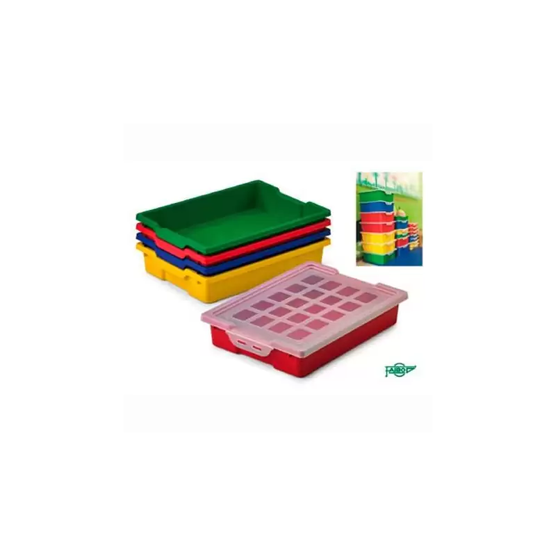 (786-03) FAIBO CAJA APILABLE DE ALMACENAJE PP 420X310X73MM 6L CON TAPA ROJO