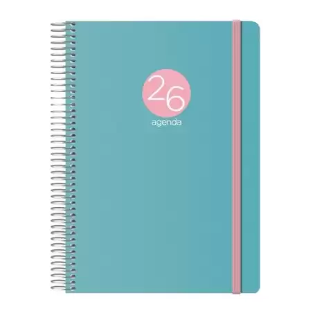 (12687-2026) DOHE AGENDA ANUAL MEMPHIS ESPIRAL 15X21CM DP CIERRE C/GOMA PP VERDE 2026