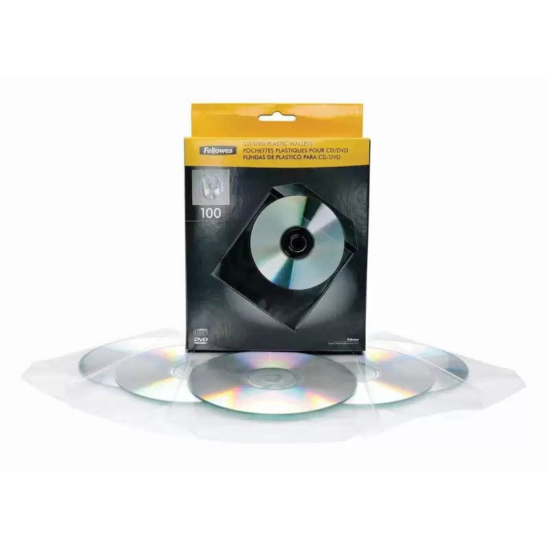 (9831201) FELLOWES PACK DE 100 SOBRES PLÁSTICO CDS TRANSPARENTES