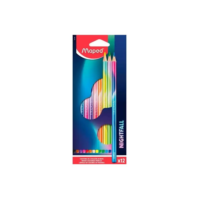 (831700) MAPED LÁPICES DE COLORES NIGHTFALL DE MADERA FSC C/SURTIDOS ESTUCHE 12 UD
