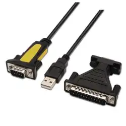 (A104-0039) AISENS CONVERSOR USB A SERIE TIPO A/M RS232 DB9/M DB25/M NEGRO 1