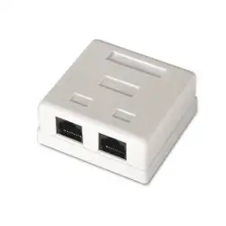 (A139-0302) AISENS ROSETA DE SUPERFICIE RJ45 CAT.6 UTP 2 TOMAS BLANCO