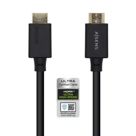 (A150-0421) AISENS CABLE HDMI V2.1 PREMIUM ALTA VELOCIDAD HEC 8K@60HZ 48GBPS A/M - A/M NEGRO 1