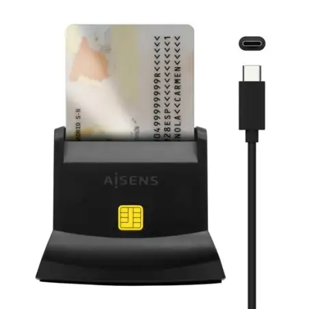 (ASCR-SN04CSD-BK) AISENS LECTOR DE TARJETAS INTELIGENTE DNI CON LECTOR DE TARJETAS SIM