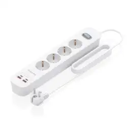 (ASPS-2A2C12-W) AISENS REGLETA DE 4 TOMAS + 2 PUERTOS USB-A + 2 PUERTOS USB-C BOTÓN DE APAGADO Y ENCENDIDO 1