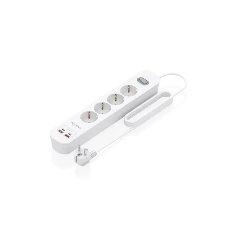 (ASPS-2A2C12-W) AISENS REGLETA DE 4 TOMAS + 2 PUERTOS USB-A + 2 PUERTOS USB-C BOTÓN DE APAGADO Y ENCENDIDO 1