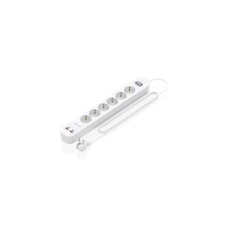 (ASPS-2A2C16-W) AISENS REGLETA DE 6 TOMAS + 2 PUERTOS USB-A + 2 PUERTOS USB-C BOTÓN DE APAGADO Y ENCENDIDO 1