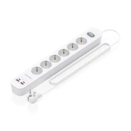 (ASPS-2A2C16-W) AISENS REGLETA DE 6 TOMAS + 2 PUERTOS USB-A + 2 PUERTOS USB-C BOTÓN DE APAGADO Y ENCENDIDO 1