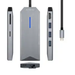 (ASUC-8P004-GR) AISENS DOCK STATION 8 EN 1 USB-C A 1XHDMI