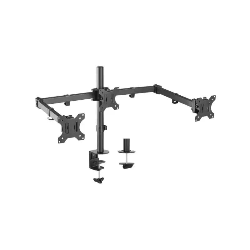 (DT27TSR-061) AISENS SOPORTE DE MESA GIRATORIO E INCLINABLE 3 PIVOTES 2 BRAZOS 3 MONITORES (13"-27")