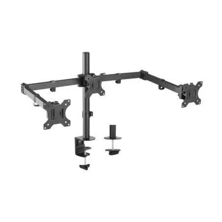 (DT27TSR-061) AISENS SOPORTE DE MESA GIRATORIO E INCLINABLE 3 PIVOTES 2 BRAZOS 3 MONITORES (13"-27")