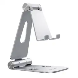(MS2PXL-092) AISENS SOPORTE DE SOBREMESA TAMAÑO XL AJUSTABLE 2 PIVOTES PARA MOVIL/TABLET PLATA