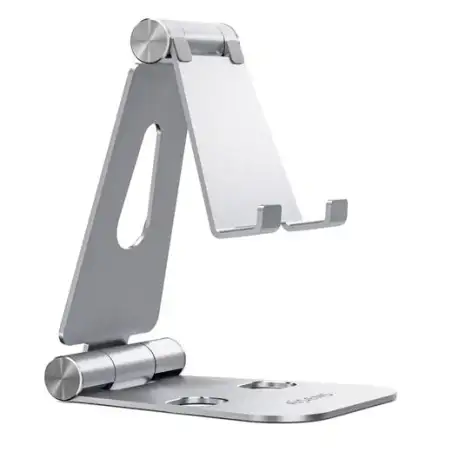 (MS2PXL-092) AISENS SOPORTE DE SOBREMESA TAMAÑO XL AJUSTABLE 2 PIVOTES PARA MOVIL/TABLET PLATA