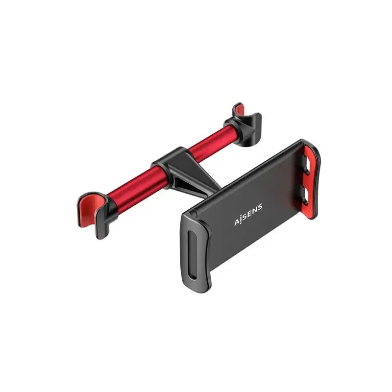 (MSC1P-105) AISENS SOPORTE DE COCHE AJUSTABLE 1 PIVOTE PARA REPOSACABEZAS PARA TELEFONO/TABLET NEGRO/ROJO
