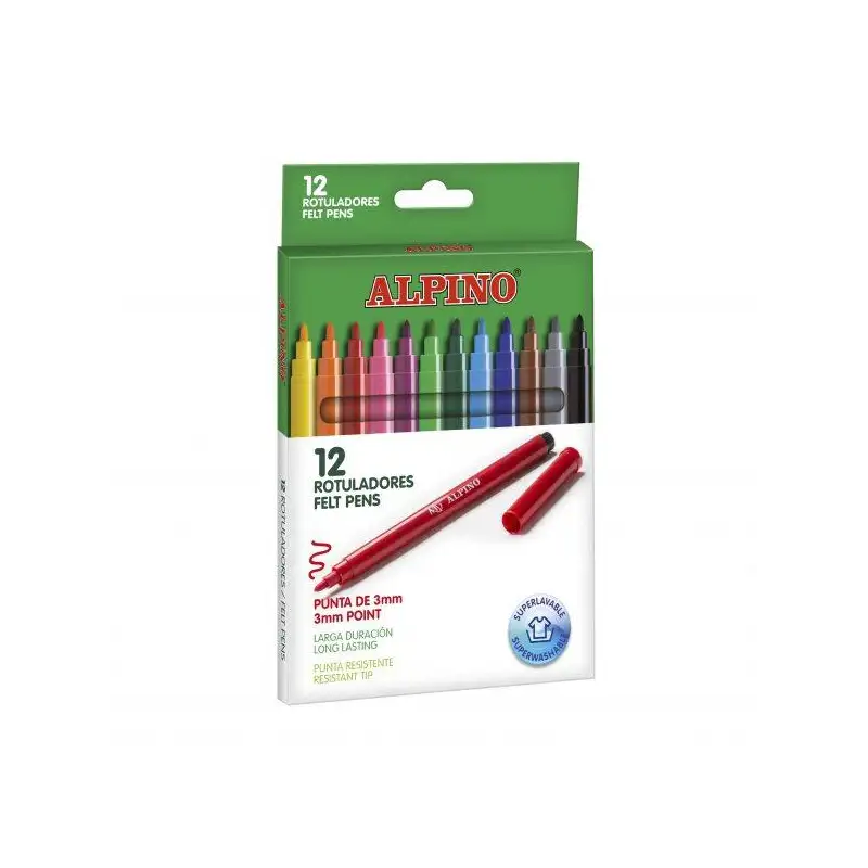 (AR001002) ALPINO ROTULADORES LARGA DURACIÓN ESTUCHE DE 12 C/SURTIDOS
