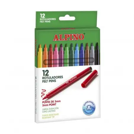 (AR001002) ALPINO ROTULADORES LARGA DURACIÓN ESTUCHE DE 12 C/SURTIDOS