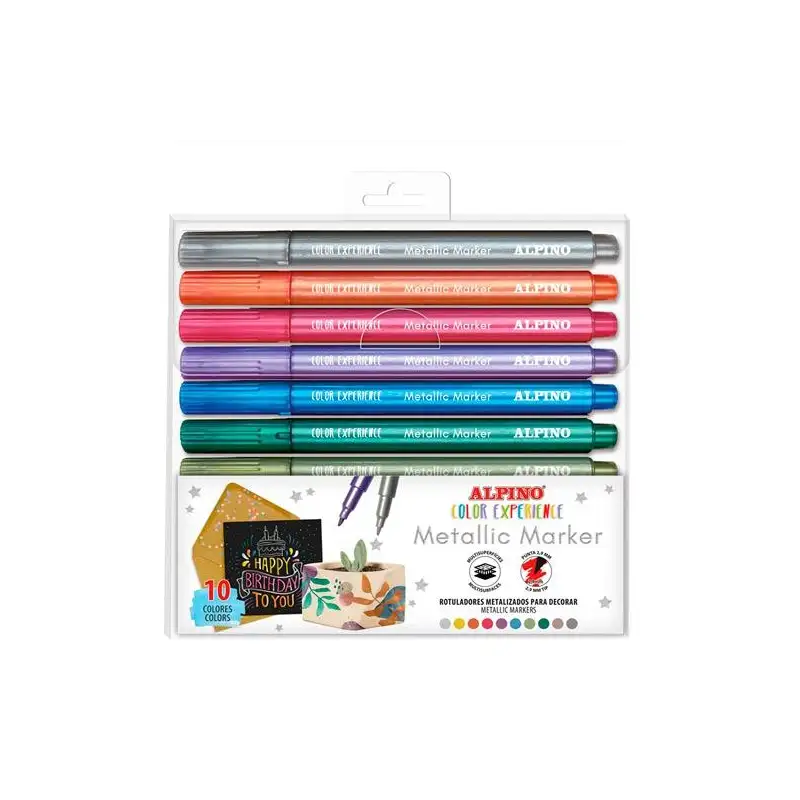 (AR001086) ALPINO ROTULADORES MULTISUPERFICIES METALLIC COLOR EXPERIENCE C/SURTIDOS ESTUCHE 10 UD