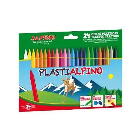 (PA000024) ALPINO CERAS PLÁSTICAS PLASTIALPINO 115MM NO MANCHAN ESTUCHE DE 24 C/SURTIDOS