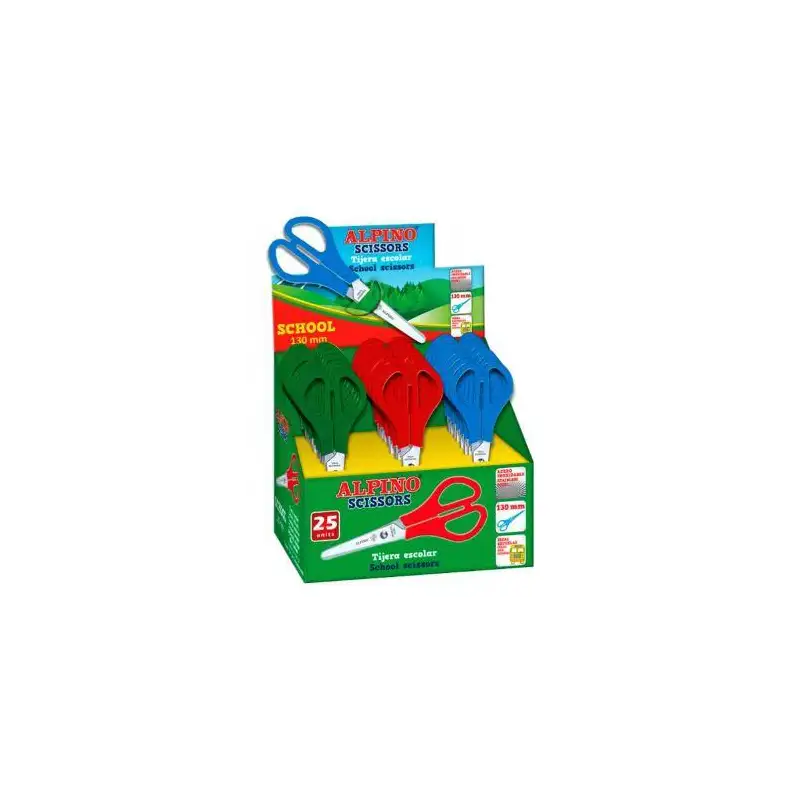 (PT0013) ALPINO TIJERAS ESCOLARES SCHOOL ESPECIAL ACERO INOXIDABLE C/SURTIDOS