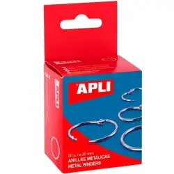 (00451) APLI ANILLAS METÁLICAS ARTICULADAS Ø20MM CAJA 20 UD NIQUELADAS