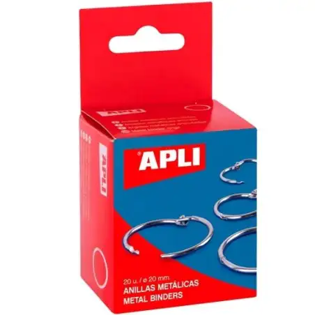 (00451) APLI ANILLAS METÁLICAS ARTICULADAS Ø20MM CAJA 20 UD NIQUELADAS