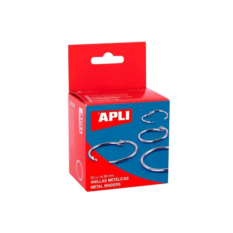 (00454) APLI ANILLAS METÁLICAS ARTICULADAS Ø38MM CAJA 20 UD NIQUELADAS