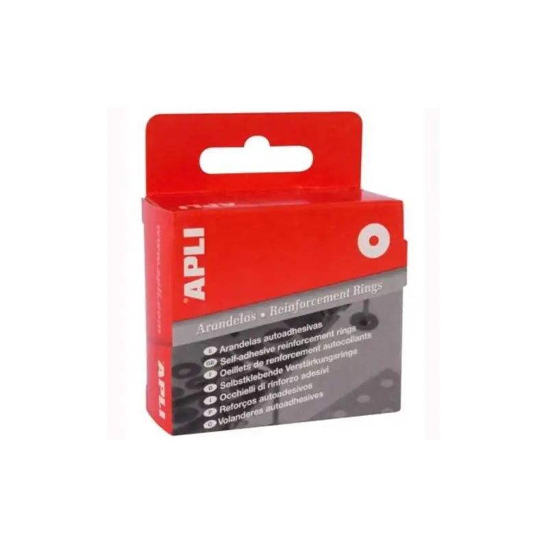 (0116) APLI ARANDELAS DE REFUERZO 13MM AUTOADHESIVAS CAJA 200 UD TRANSLÚCIDAS