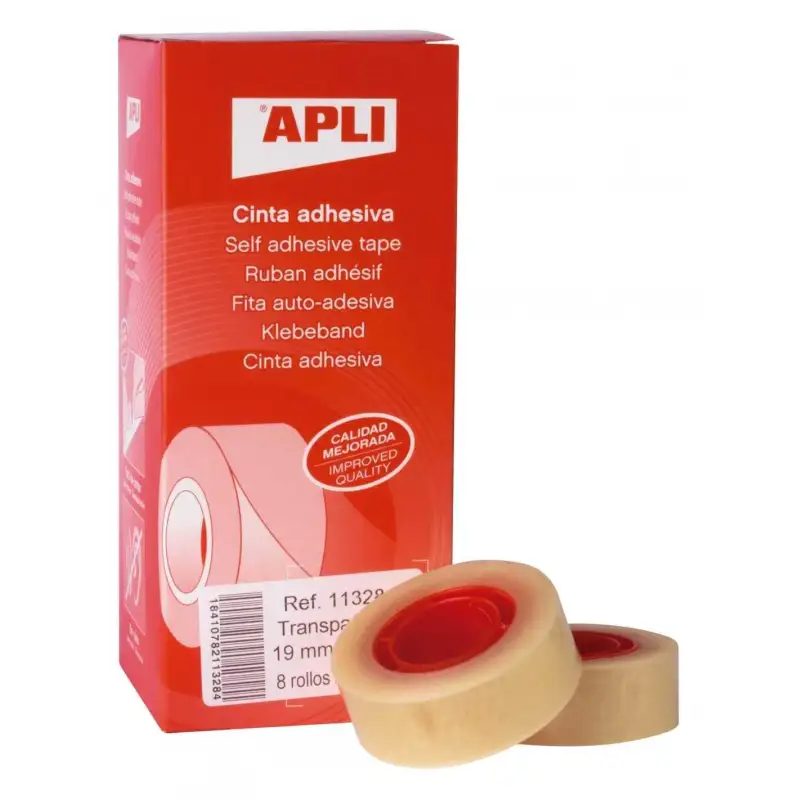 (11328) APLI CINTA ADHESIVA TRANSPARENTE ROLLO 19MM X 33M CAJA 8 UD