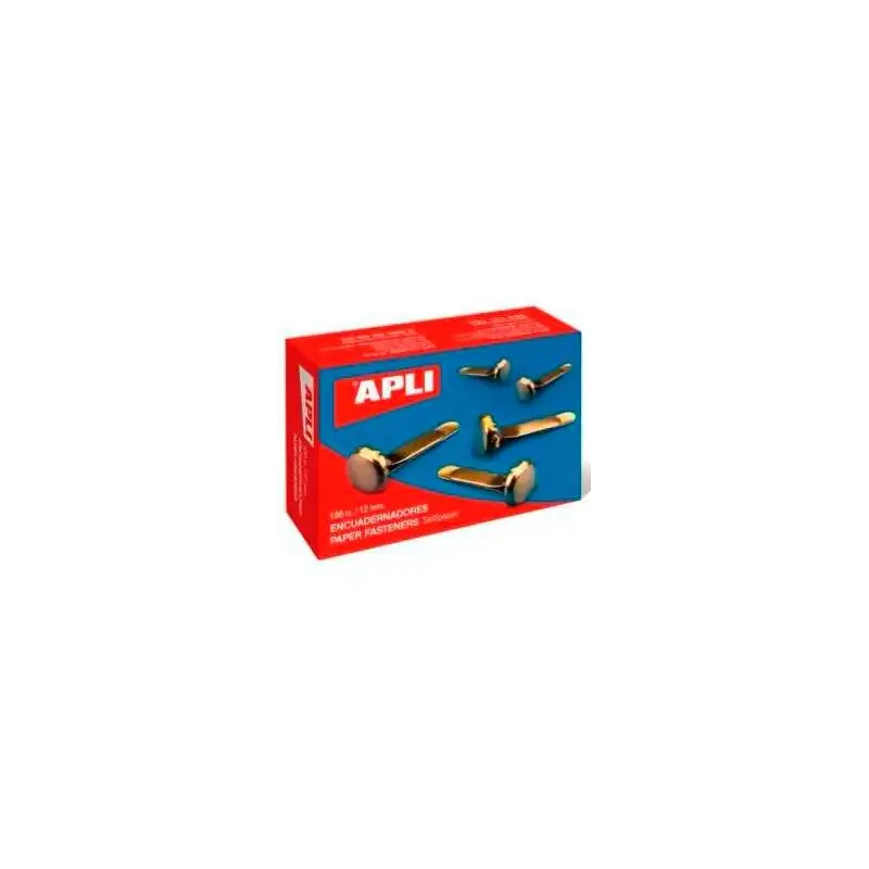 (12283) APLI ENCUADERNADORES METÁLICOS SIN ARANDELA DORADOS 12MM - 100UD-