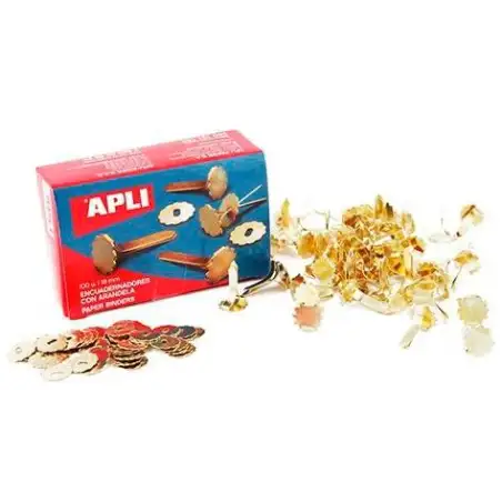 (12285) APLI ENCUADERNADORES METÁLICOS CON ARANDELA DORADOS 18MM - 100UD-
