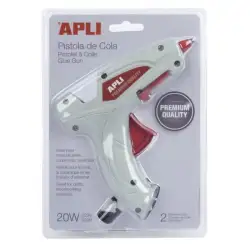 (16668) APLI PISTOLA DE SILICONA CALIENTE BLANCA 20W + 2 BARRAS