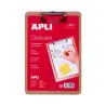 (18213) APLI CARPETA CON PINZA ALAMBRE SUPERIOR A5 BASE DE MADERA