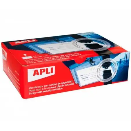 (11744) APLI CAJA DE 25 IDENTIFICADOR HORIZONTAL 90X56MM CON CORDÓN DE SEGURIDAD