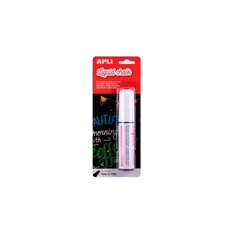 (13960) APLI MARCADOR DE TIZA LÍQUIDA PUNTA PARALELA 10X15MM BLANCO BLÍSTER 1 UD