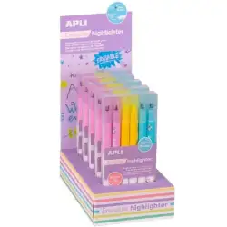 (19540) APLI MARCADOR FLUORESCENTE BORRABLE DOBLE PUNTA C/SURTIDOS EXPOSITOR 5 PACKS DE 6 UD