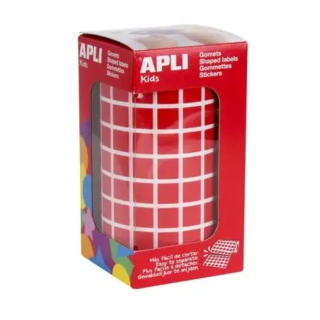 (04873) APLI GOMETS CUADRADOS 10MM ROLLO ROJO -ROLLO 6372 UNIDADES-