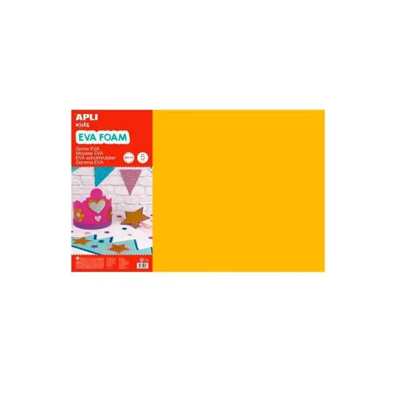 (12758) APLI GOMA EVA 40X60CM GROSOR 2MM NARANJA PACK 5 UD