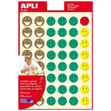 (12791) APLI GOMETS TEMÁTICOS EN BOLSA CARA FELIZ 3 HOJAS