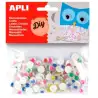 (13266) APLI OJOS MÓVILES PUPILA COLOR REDONDOS ADHESIVOS SURTIDO BOLSA -100U-