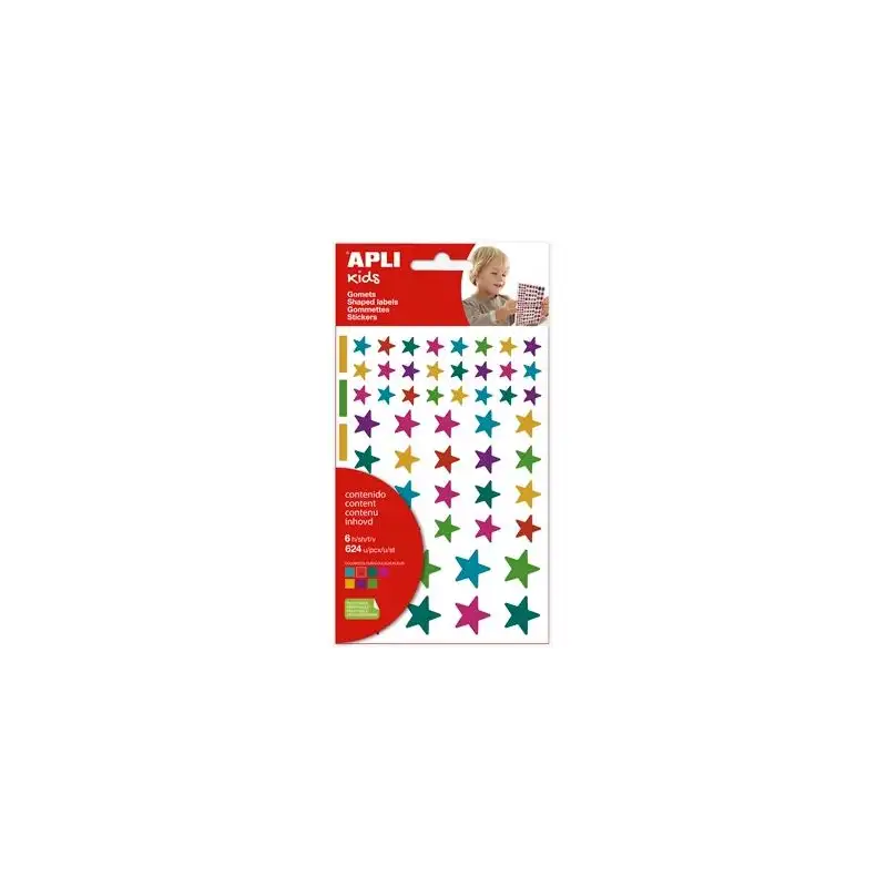 (19453) APLI GOMETS ESTRELLAS REMOVIBLES MULTICOLOR 624U 6 HOJAS C/SURTIDOS