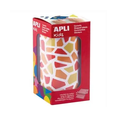 (19504) APLI GOMETS MOSAICOS REMOVIBLES 2460U 30 HOJAS TONOS ROJOS SURTIDOS