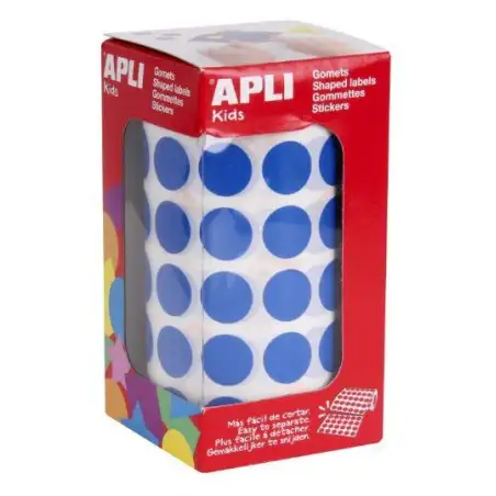 (4856) APLI GOMETS REDONDOS 15MM ROLLO AZUL -ROLLO 2832 UNIDADES-