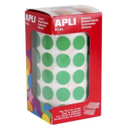 (4858) APLI GOMETS REDONDOS 15MM ROLLO VERDE -ROLLO 2832 UNIDADES-