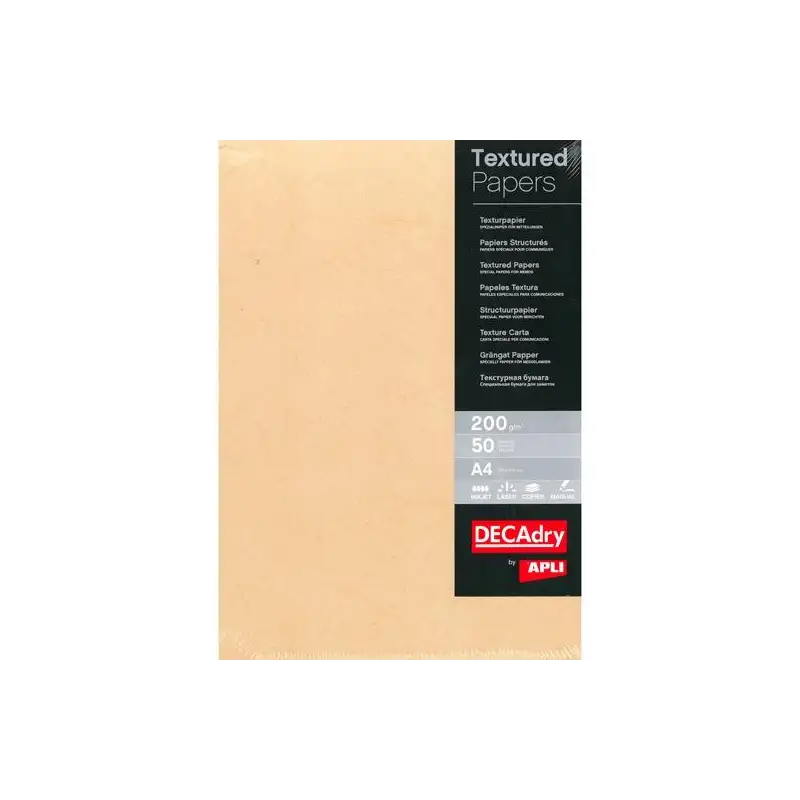 (PCR1844) APLI PAPEL TEXTURA A4 200GR PACK 50H HABANA