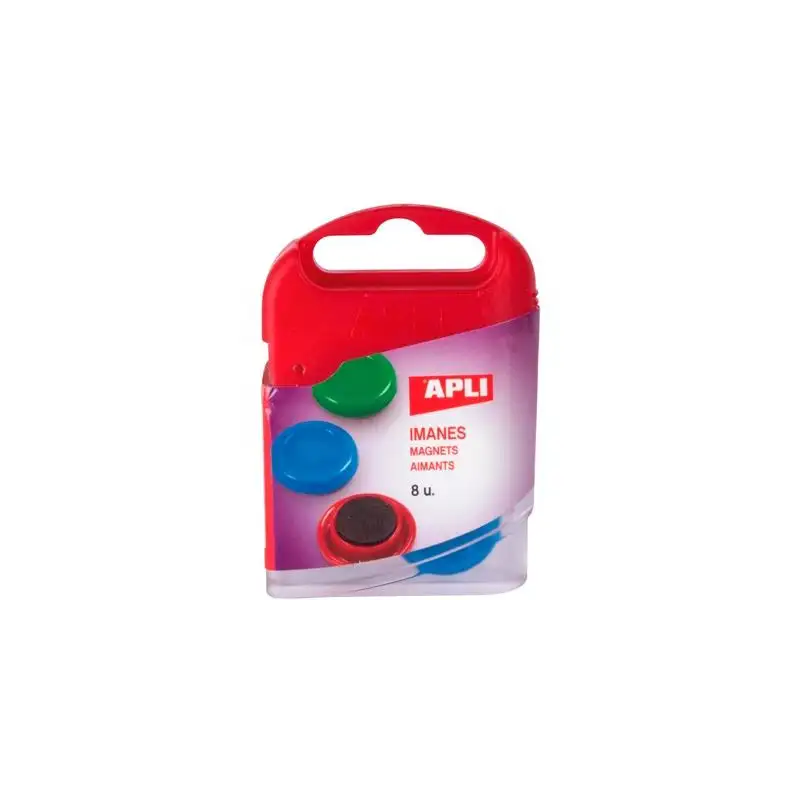 (12673) APLI PACK 8 IMANES REDONDOS 20MM COLORES SURTIDOS