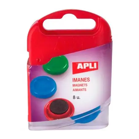 (12673) APLI PACK 8 IMANES REDONDOS 20MM COLORES SURTIDOS