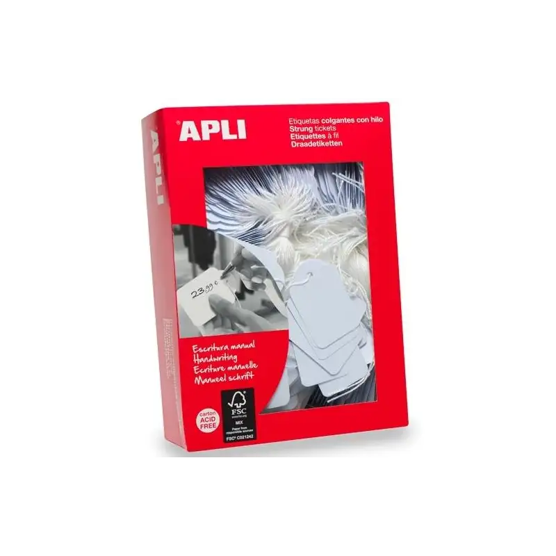 (00396) APLI ETIQUETAS COLGANTES CON HILO 50X70MM CAJA 400 UD BLANCO