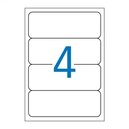 (01233) APLI ETIQUETAS ADHESIVAS PARA ARCHIVO 190X61MM INKJET/LÁSER C/ROMOS 4 X 25H BLANCO